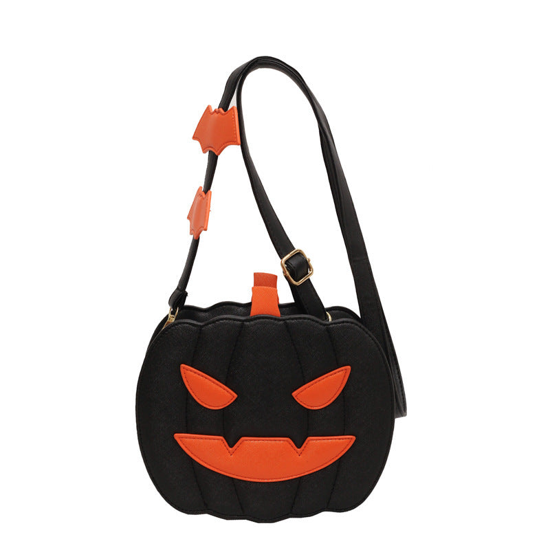 2023 Halloween Bags Funny Pumpkin Cartoon Shoulder Crossbody Bag With Bat Personalized Creative Female Bag Black1