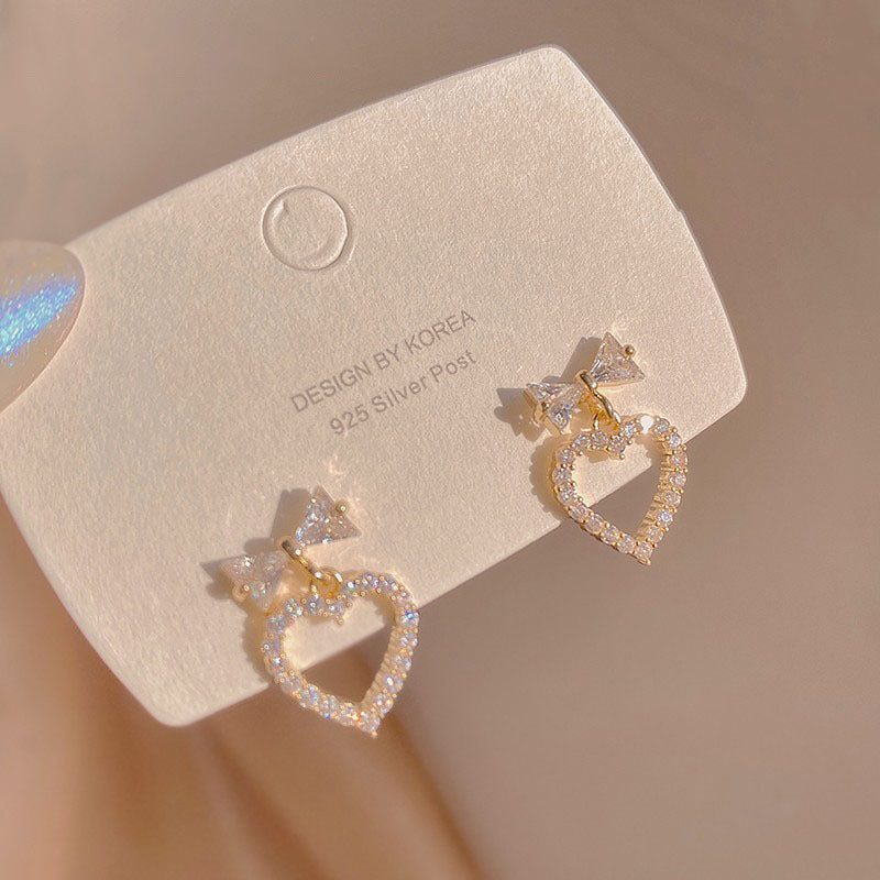 Buy Center Deal of the Day-Super Fairy Bow Love Heart Stud Earrings Online Influencer Refined