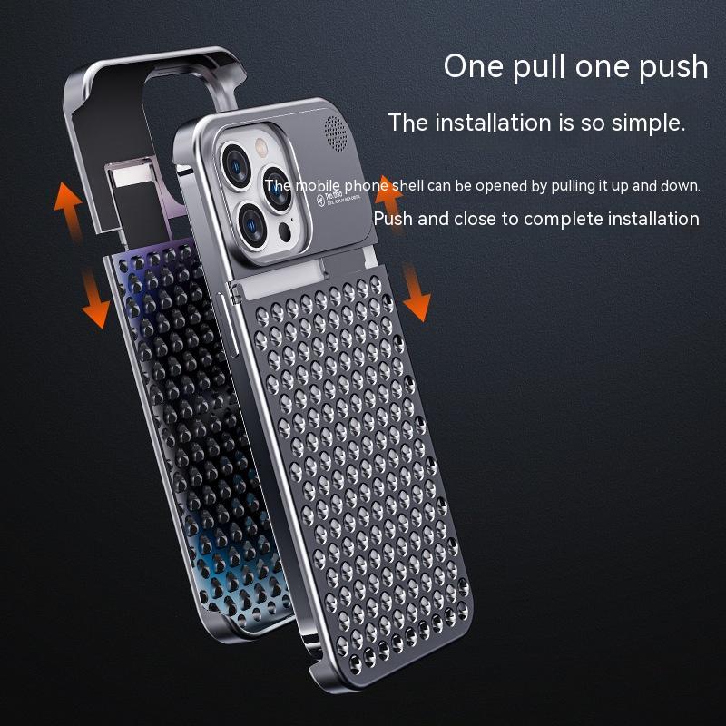 Aluminum Alloy Phone Case For 14 13 Pro Max Plus Hollow Heat Dissipation Anti-fall Full Body Shockproof Phone Cove Buy Center