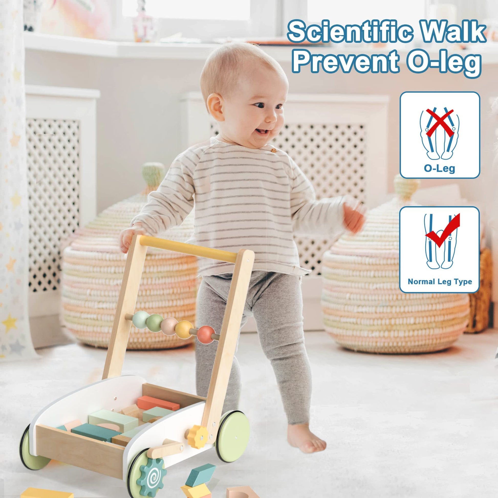 Hot New Items at Buy Center: ROBOTIME Baby Walker Push Along Walking Anti-o-leg Bouncer Toddler Activity