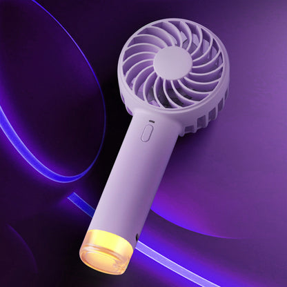 Newly Released at Buy Center: Little Bee Portable Color Cute Charging Wearing Small Lamp Handheld Electric Fan Round Handle Purple