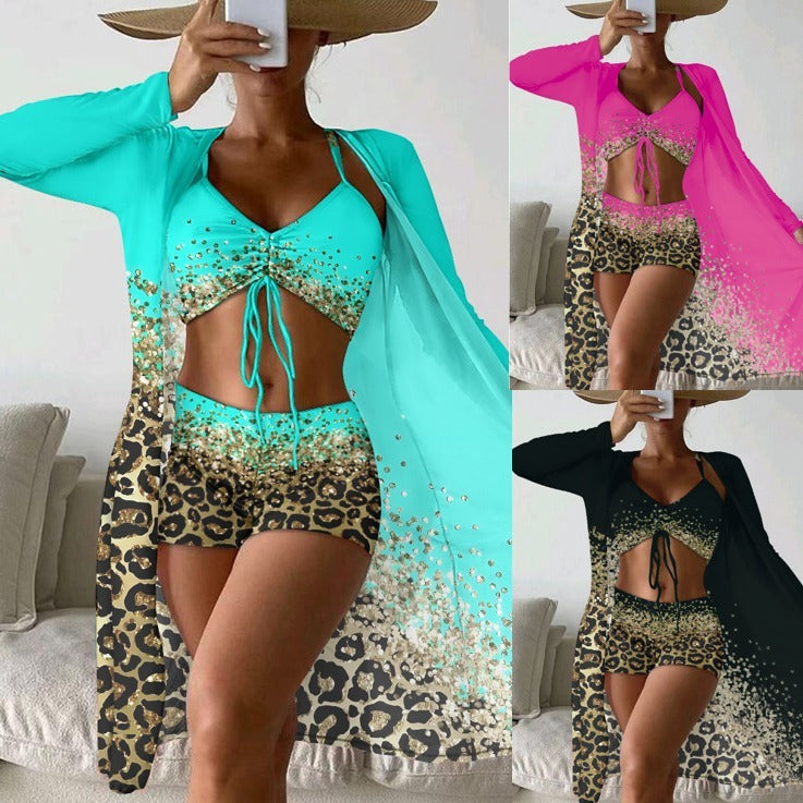 Fresh Arrivals at Buy Center: Women's Versatile Casual Split Print Swimsuit Set