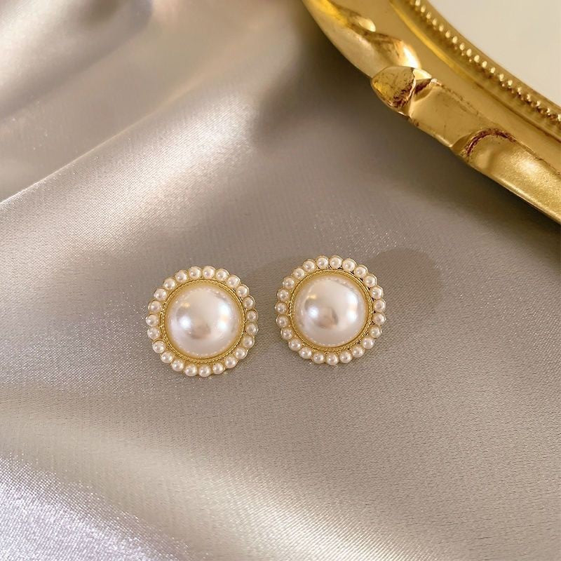 Square Pearl Metal Alloy Earrings Buy Center