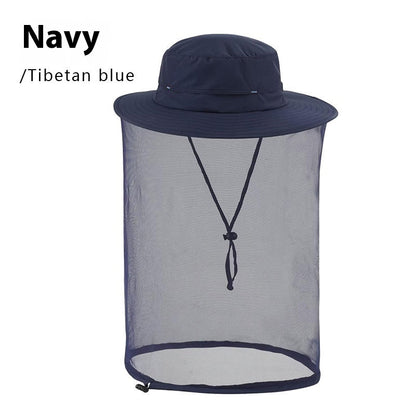 Newly Released at Buy Center: Outdoor Sun Protection Hat Large Brim Sun Protection Mesh GL013 Navy Blue Adjustable