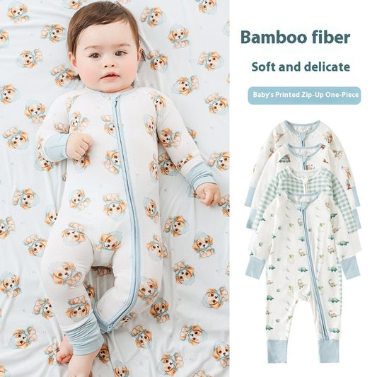 Hot New Items at Buy Center: Bamboo Fiber Clothes For Babies Long Sleeve Zipper Baby Jumpsuits