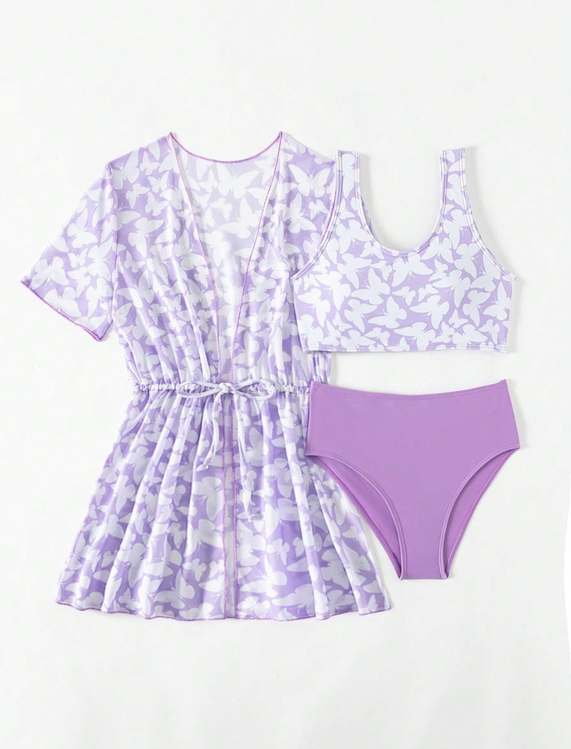 Just Arrived at Buy Center: Three Piece Split Swimsuit Cover Print