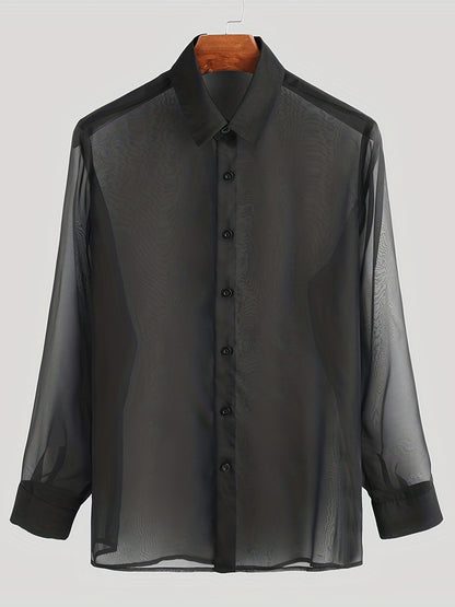 Hot New Items at Buy Center: Men's Black Thin Breathable Casual Shirt Black