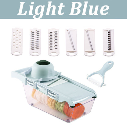 Multifunctional Vegetable Cutter Home Kitchen Slicing And Dicing Fruit Artifact Light blue