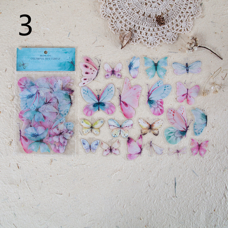 Hot New Items at Buy Center: Sticker Wings Herbarium Series Handbook Material Decoration Colorful Butterfly