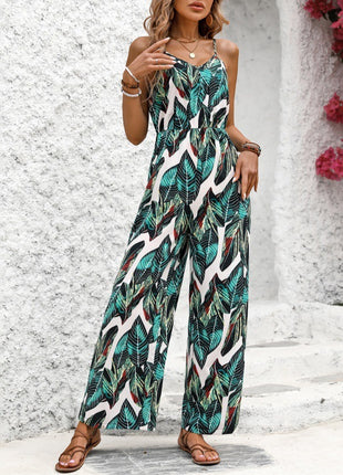 Casual Fashion Printing Suspender Jumpsuit