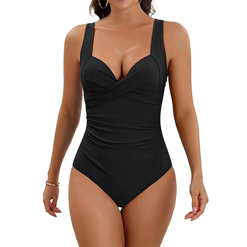 Fresh Arrivals at Buy Center: European And American Push Up Hard Bag One-piece Swimsuit Black