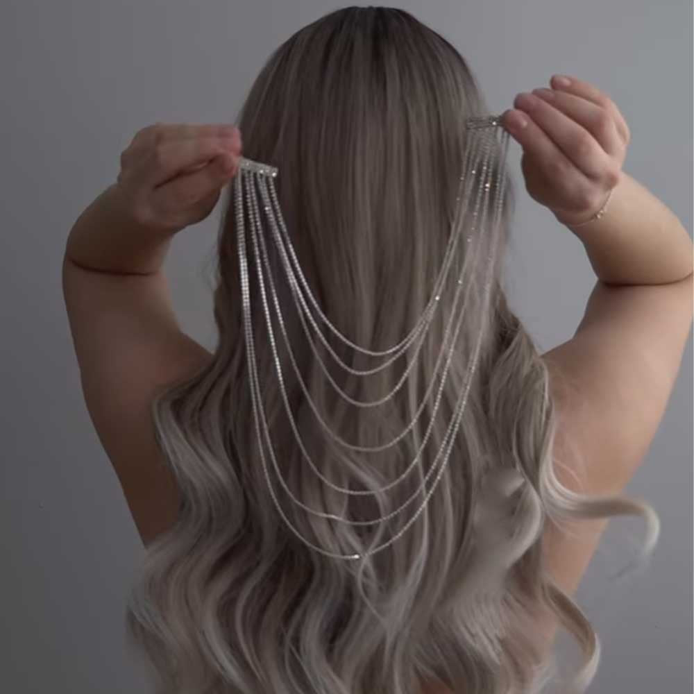 Pasadores multicapa con diamantes de imitación, accesorios para el cabello brillantes