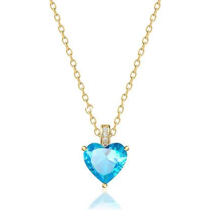 Buy Center Hot Pick-Women's Twelve Birthstone Fashion Simple Pendant Necklace March Light Blue Diamond