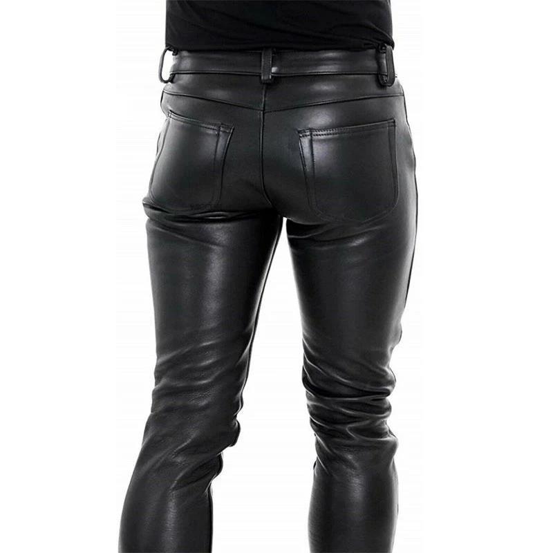 2022wish Amazon European And American Solid Color PU Elastic Leisure Men Leather Pants Buy Center