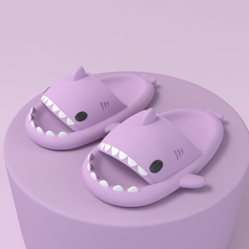 Adult's Slippers Indoor Outdoor Funny Shark Cartoon Purple 40or41