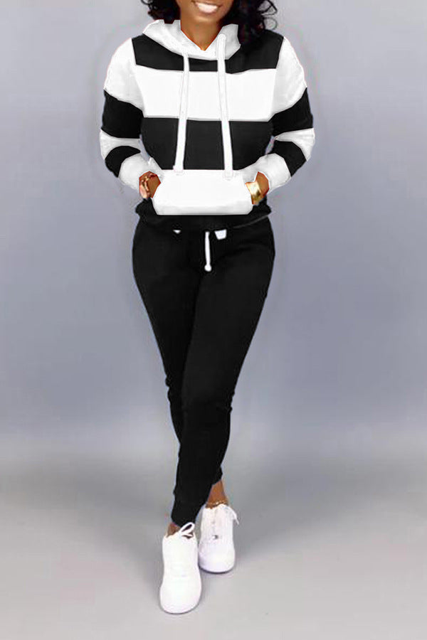 Women's Clothing Sweater Stitching Hooded Casual Sports Suit Buy Center