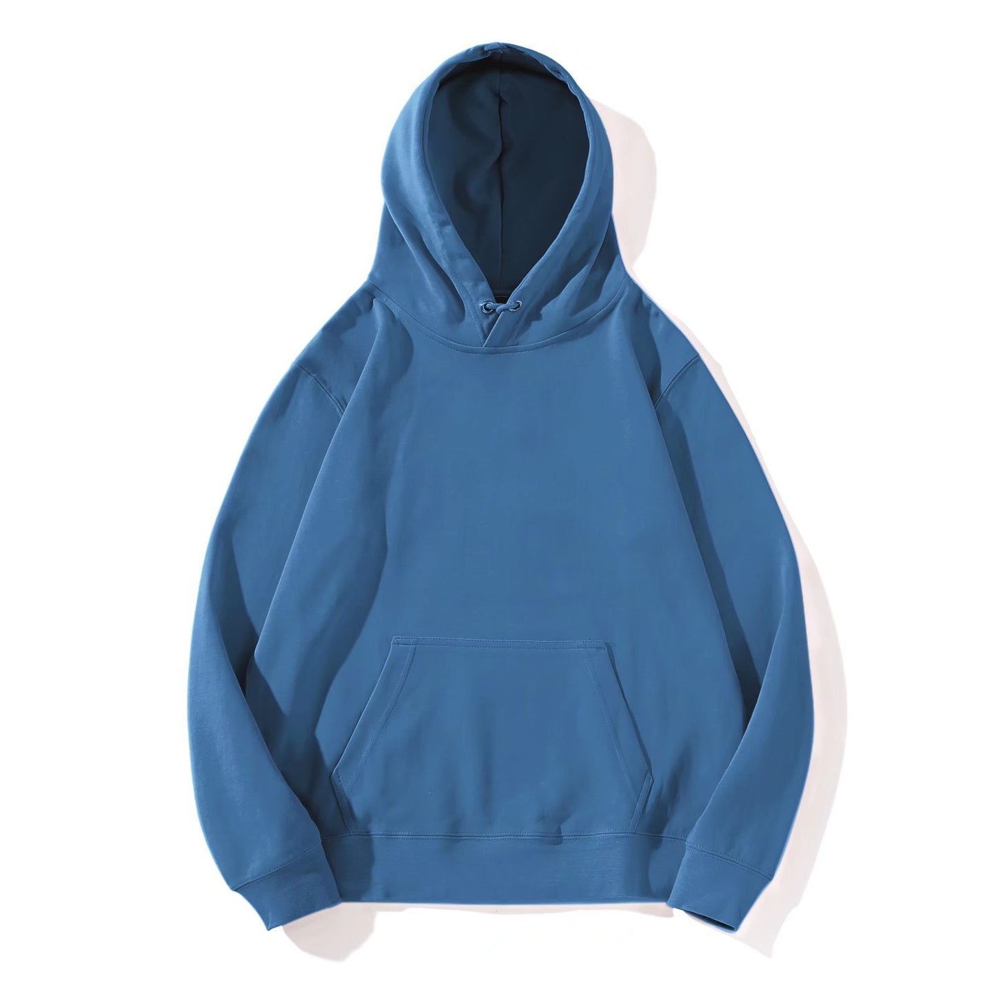 Fresh Arrivals at Buy Center: Solid Color Hoodie Men's Basic Style Plus Size Long-sleeved Hooded Sweater Dark Blue