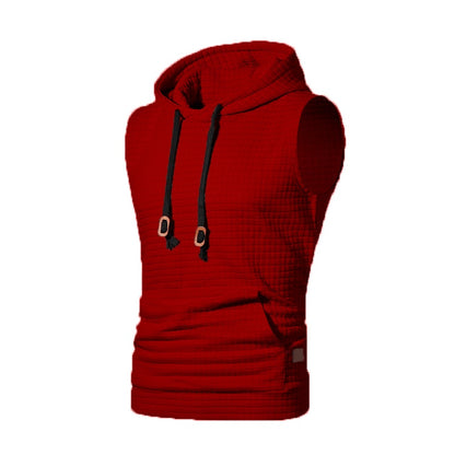 Men's Jacquard Sleeveless Solid Color Knitted Hoodie Buy Center