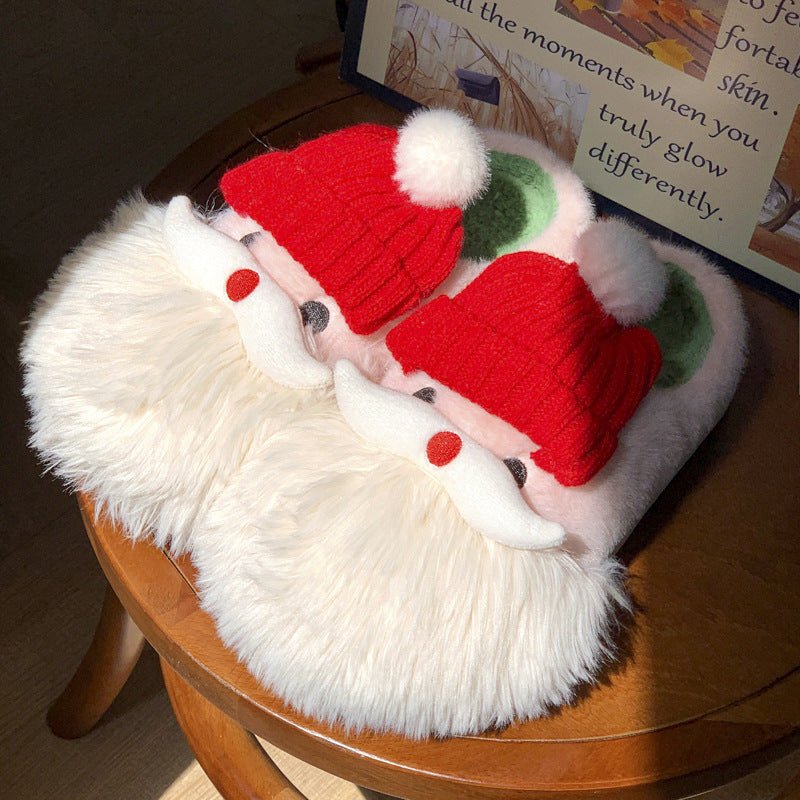 Cute Christmas Santa Claus Home Slippers Winter Warm Indoor Non-slip Floor Plush Shoes For Women Buy Center