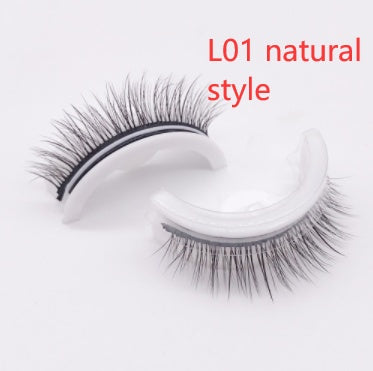 Buy Center Premium-Reusable 3D Mink Lashes Natural False Eyelashes Self Adhesive Fake Glue Free Makeup Eyelash Extension Silk L01 natural style Square box in four colors 1PC