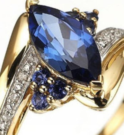 Buy Center Premium-Women's Fashion Sapphire Plated 18K Gold Ring