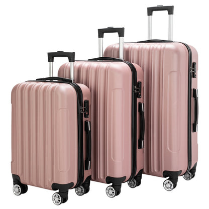 Valise à roulettes verticale 3 en 1 avec poignée, 20 pouces, 24 pouces, 28 pouces, en alliage d'aluminium ABS, couleur tendance - Or rose