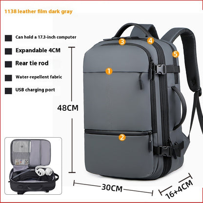 Just Arrived at Buy Center: Waterproof Derm Capacity Scalable Travel Bag Multi-functional Computer Backpack Gray 17 Inches