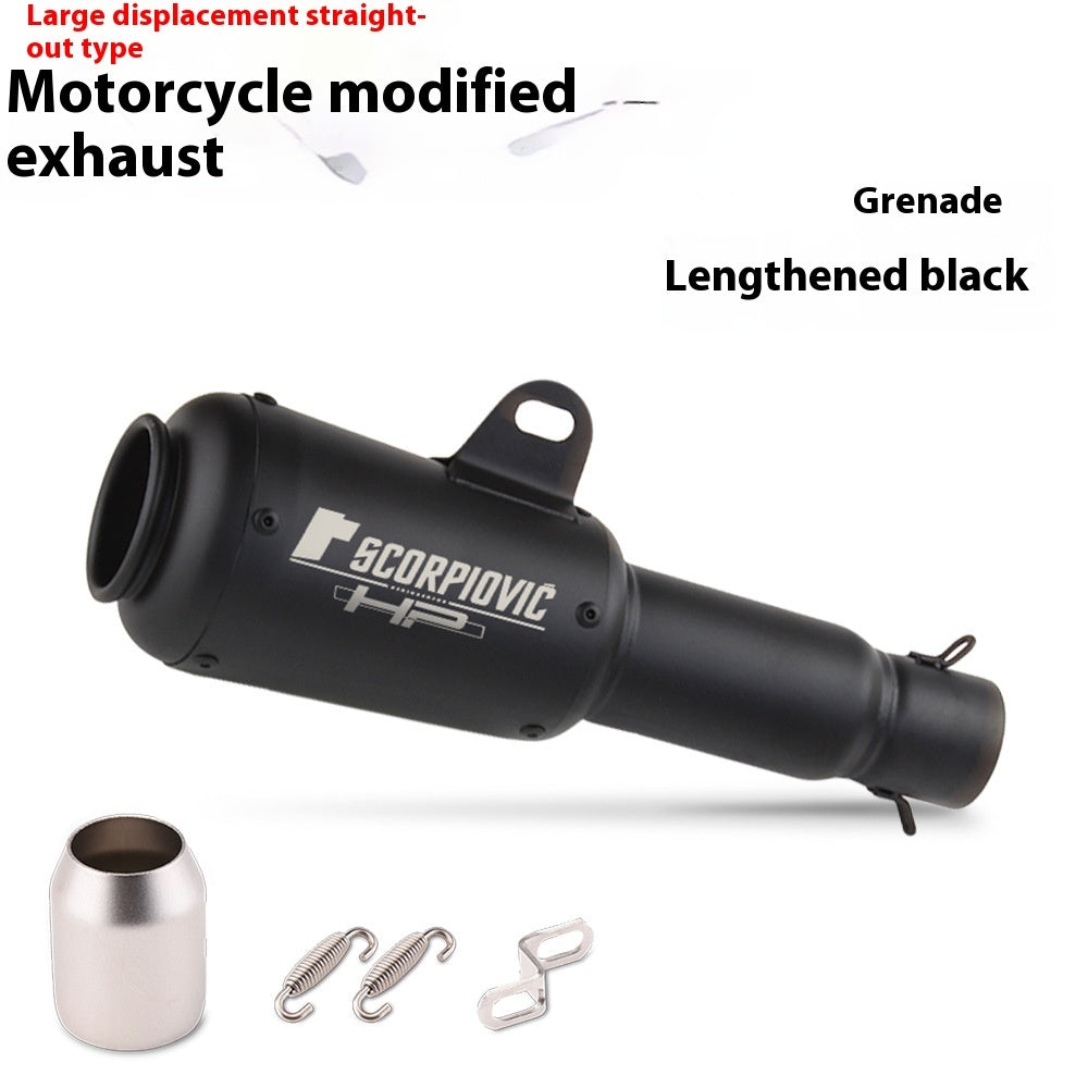 Newly Arrived at Buy Center: Motorcycle Modification Flower Cover Barrel Exhaust Pipe Universal Black Extended Style