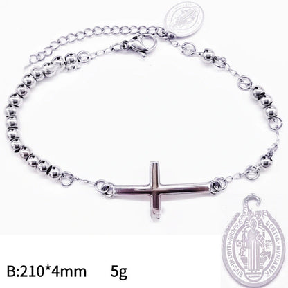 Trending Now at Buy Center: Men's 4mm Stainless Steel Bead Cross Bracelet Steel Bracelet 2Style Stainless Steel