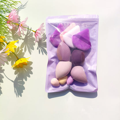 Buy Center Top Rated-Macaron Bag Dopamine Cosmetic Egg Flocking Powder Puff 11 Piece Set Purple