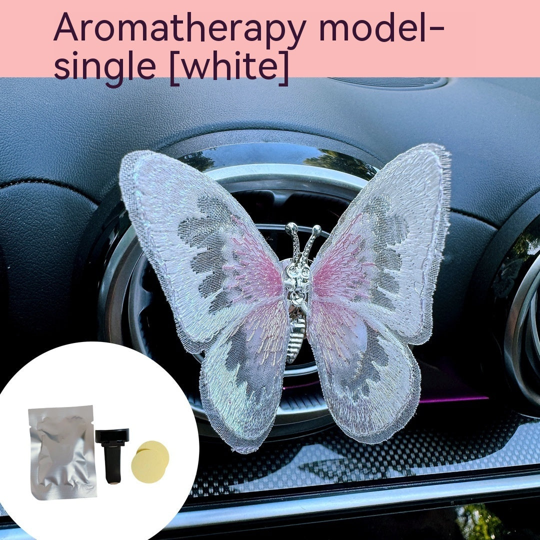 Just Arrived at Buy Center: Moving Embroidery Butterfly Center Console Air Outlet Decoration Healing Series Car Accessories White Aromatherapy 1PC