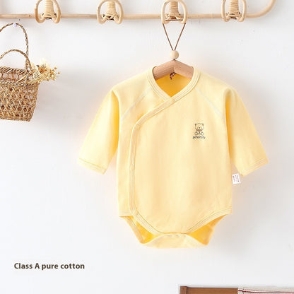 Fresh Arrivals at Buy Center: Newborn Onesie Class A Pure Cotton Boneless Triangle Rompers Pure Yellow Earth