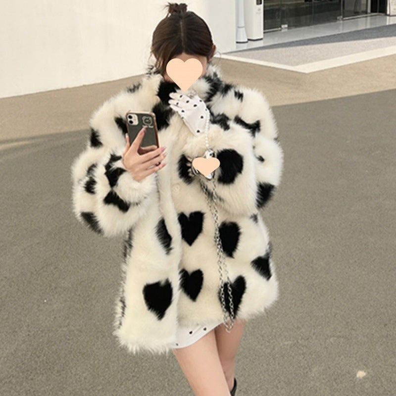 Black And White Love Environmental Protection Furry Coat Buy Center