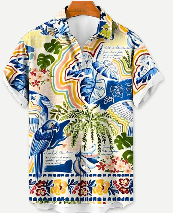 Camisa hawaiana informal con estampado 3D de moda de verano para hombre, vacaciones en la playa