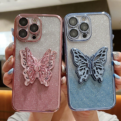 Fresh on the Scene at Buy Center: Hollow Butterfly Phone Case Gradient Transparent Plating Protective Cover