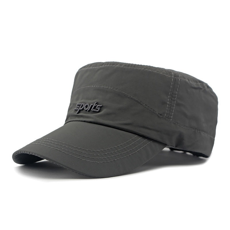 Just Arrived at Buy Center: Men's Flat-top Hat Summer Outdoor Sun Protection Sun Hat Leisure Dark Gray Adjustable