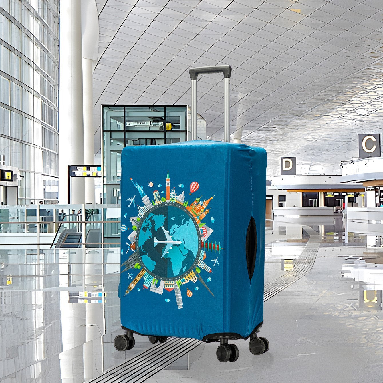 Newly Released at Buy Center: Trendy Unique Suitcase Suite Elastic Case Cover Luggage Protective Cover Travel Trolley Case Dust Cover 002style