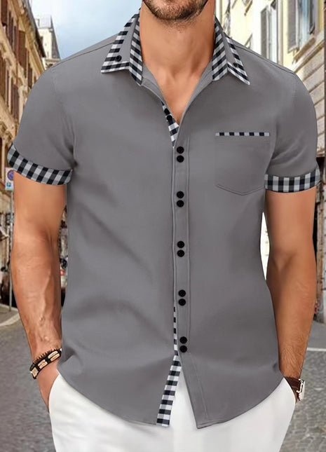 Men's Shirt Casual Pocket Stitching Contrast Color Top Buy Center