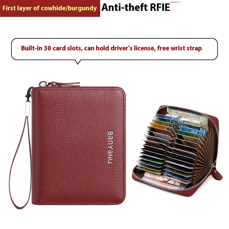 Fresh Arrivals at Buy Center: Guangzhou Banyanu Leather Factory Card Holder Female Wine Red 30 card slots