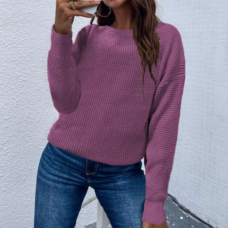 Solid Color Pullover Sweater Knitted Top For Women Buy Center