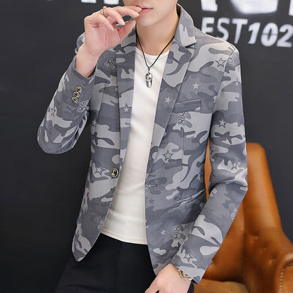 Fresh on the Scene at Buy Center: Men's Casual Camouflage Small Suit Gray