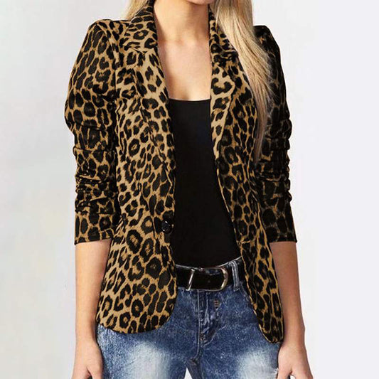 Leopard Print Temperament Commute Thin Small Suit | Women's Clothing3 | Buy Center