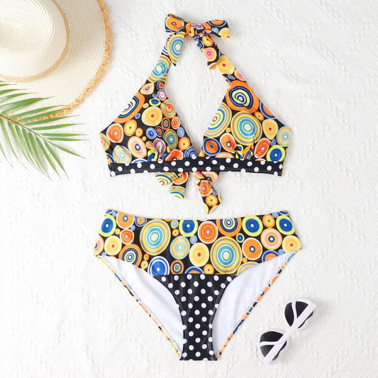 Fresh on the Scene at Buy Center: Women's Printed High Waist Split Bikini Suit Picture Color 1