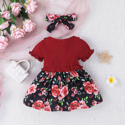 Newly Arrived at Buy Center: Girls' Printed Dress Headscarf Two-piece Set