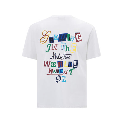 Just Arrived at Buy Center: Letter Color Printed Short Sleeve Men White