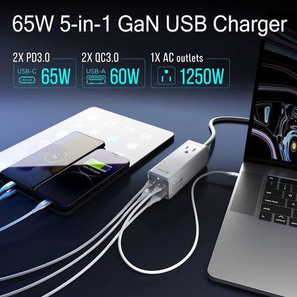 Fresh Arrivals at Buy Center: USB C Charger, MANTO 65W 5-in-1 GaN USB Charging Station, Super Fast Charger With 2 USB C Ports, 2 USB Ports And 1 Outlet, USB C Power Strip