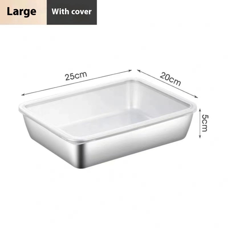 Newly Released at Buy Center: Thickened Stainless Steel Plate Household With Lid 410 Cooking Box With Lid