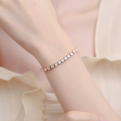 Buy Center Hot Pick-Women's Single Row Full Diamond Bracelet 4mm Champagne