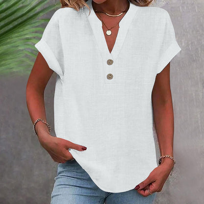 Stand Collar Button Short Sleeve Women's Shirt Buy Center