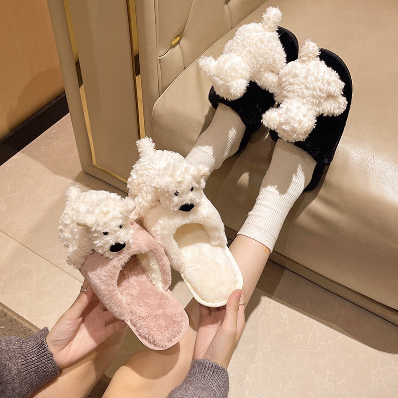 Cotton Slippers Female Puppy Doll Fluffy Slippers Buy Center